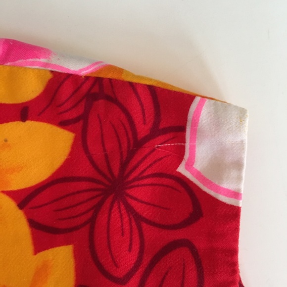 Vintage Pacific Isle Hawaiian Pink Top Homemade Small Aloha Top Orange Flowers - Picture 6 of 7